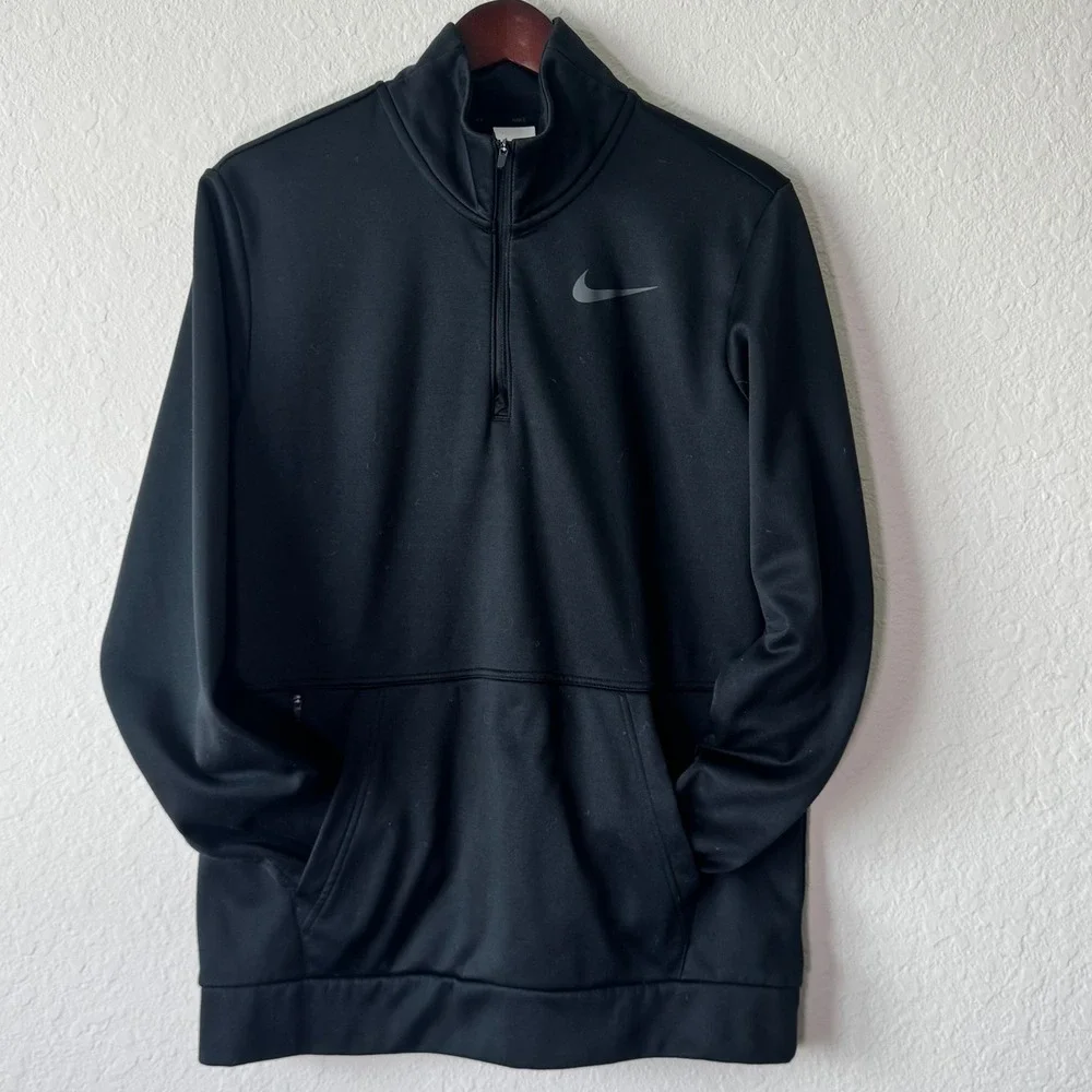 Nike Mens‎ Therma-FIT Black Quarter Zip Pullover Hoodie Sweatshirt CU6217-010 M